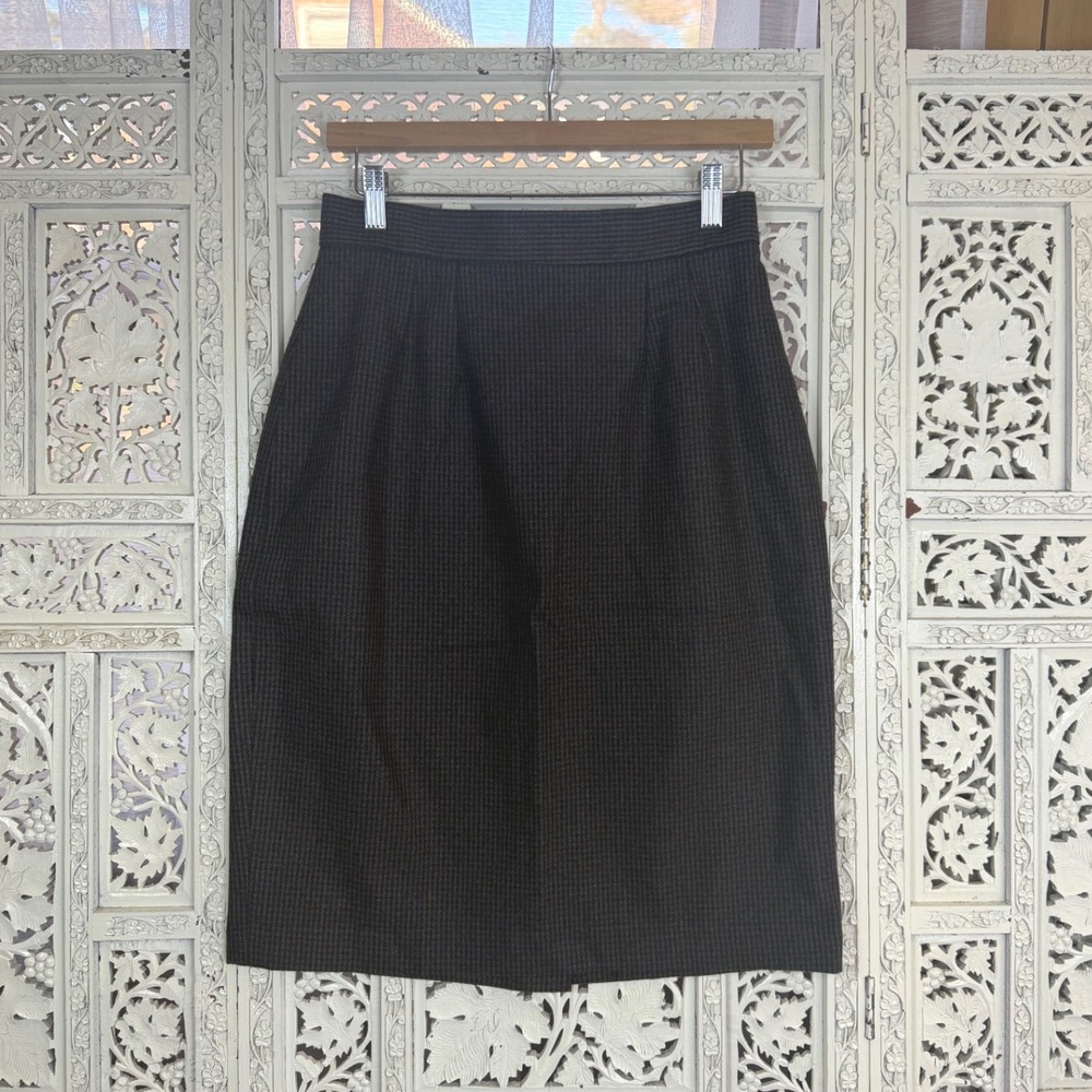 Vtg Wool Blend Houndstooth Pencil Skirt Womens 14 Fits Small‎ Preppy Academia